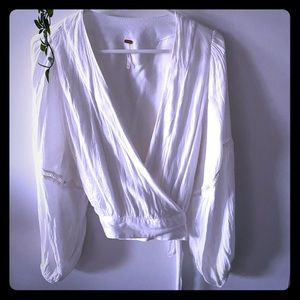 White wrap top blouse
